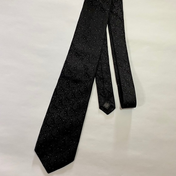 Express 100% Silk Black Paisley Patterned Neck Tie - Picture 4 of 4